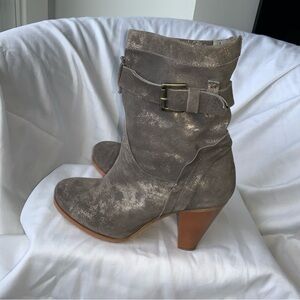 GEOX 1980s Style Slouch Boots, Metallic Silver, Size 8, EUC